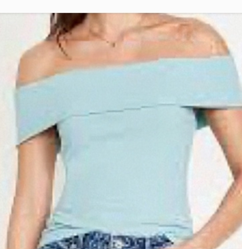NWT Old Navy, Off-Shoulder Ribbed Top - Light Blue, Women's L